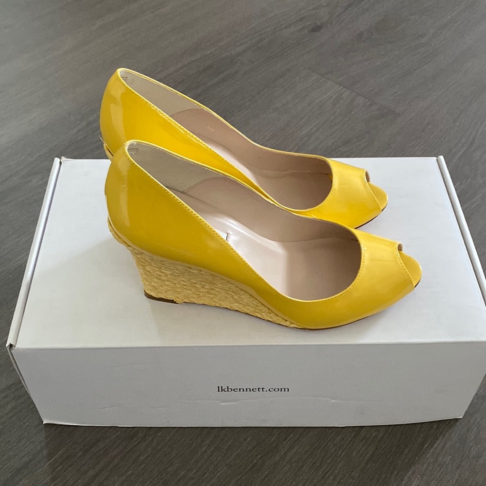 L.K.BENNETT London Estela Patent Espadrille Yellow Lemon 🍋 39 EU 8.5 - 9 US